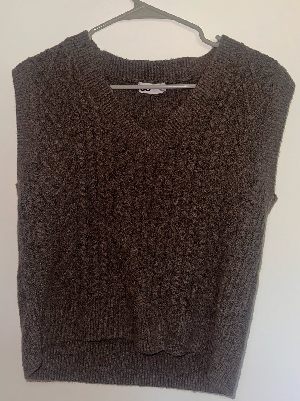 SO Brown Cable Knit V-Neck Sweater Vest